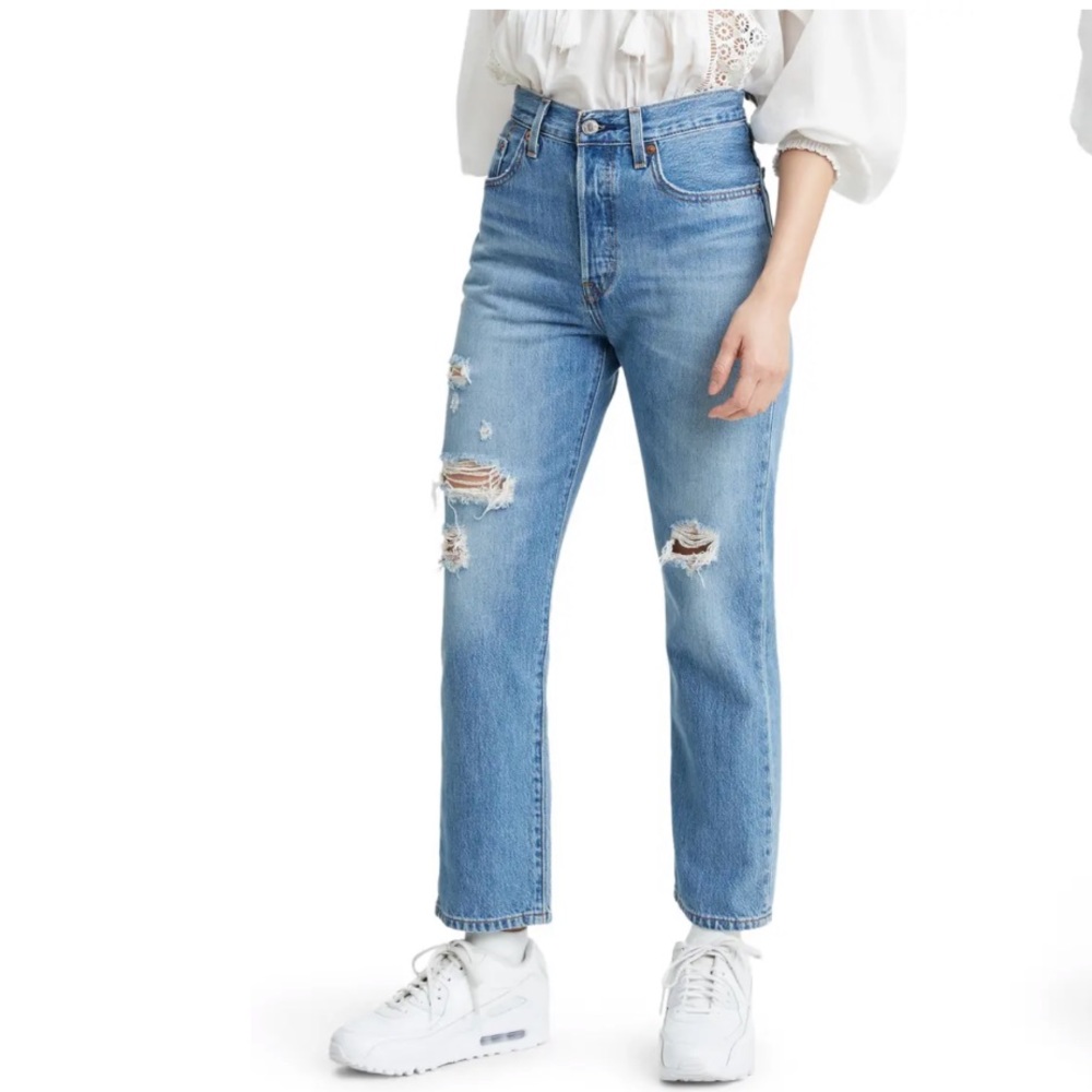 Levi’s 501 Ripped High Waist Crop Jeans 28 x 26